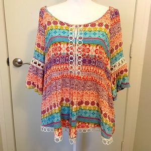 Colorful Latitude 10 Peasant Top